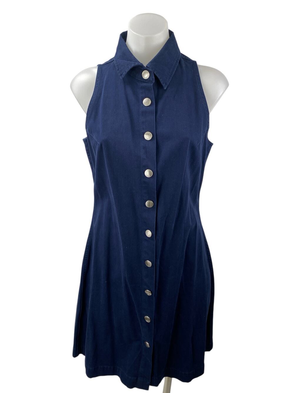 DL1961 Payton Blue Collared Sleeveless Button Down Mini Denim Shirt Dress Size S